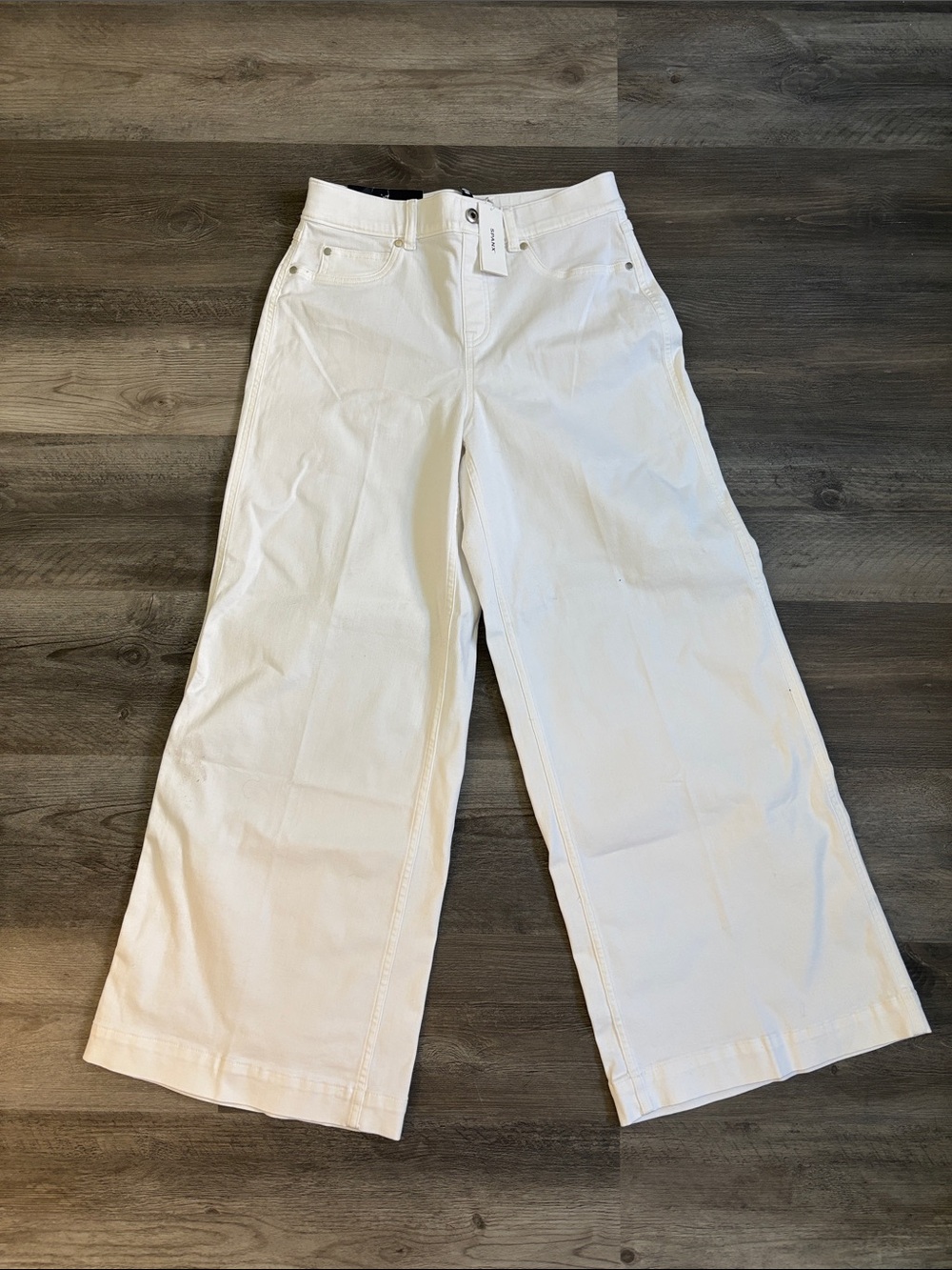SPANX White Wide-Leg High-Rise Jeans